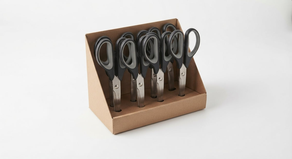 Ciseaux Professionnels Ergonomiques Inox (Lames 21cm) (Pack B2B - Atelier 6 Paires)